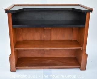 Vintage Mid Century Modern Dry Bar With Panels & Brass Bar Foot Rail. Measures 24" x 41" x 49".