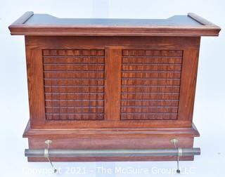 Vintage Mid Century Modern Dry Bar With Panels & Brass Bar Foot Rail. Measures 24" x 41" x 49".