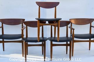 Five (5) Vintage Mid Century Modern Bent Wood Dining Chairs. See photos for upholstery condition 