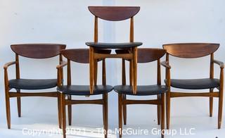 Five (5) Vintage Mid Century Modern Bent Wood Dining Chairs. See photos for upholstery condition 