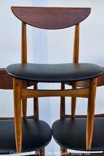 Five (5) Vintage Mid Century Modern Bent Wood Dining Chairs. See photos for upholstery condition 