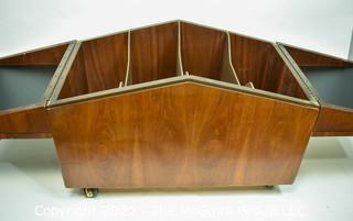 Vintage Mid Century Modern Lane Rolling Record LP Cabinet.  Measures 15" x 18" x 26".