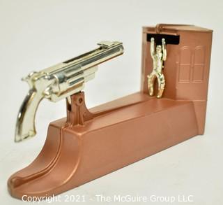 Vintage Promotional The Wild West Cowboy and Gun Hold Up Mechanical Bank by Duro 
