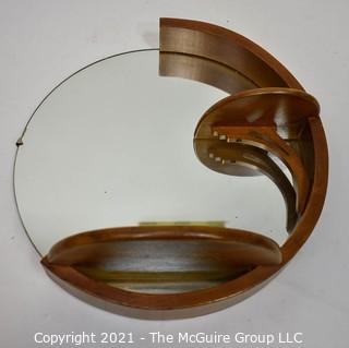 Vintage Art Deco Round Scroll Products Wall Mirror.