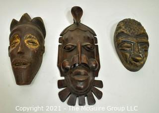 Three (3) Ethnographic Tribal Carved and Painted Wood Masks