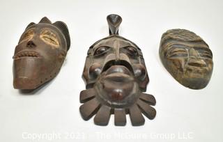 Three (3) Ethnographic Tribal Carved and Painted Wood Masks