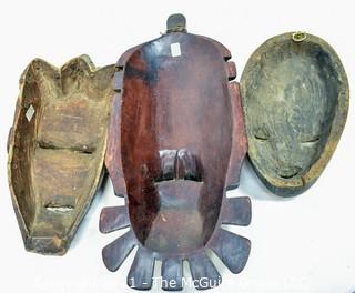 Three (3) Ethnographic Tribal Carved and Painted Wood Masks