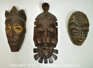 Three (3) Ethnographic Tribal Carved and Painted Wood Masks