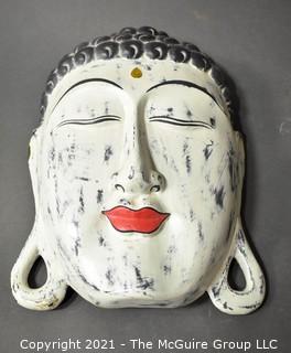 Wood Hand Carved & Painted Asian Mask, Ethnographic.