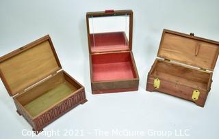 Three (3) Vintage Small Wood Trinket or Jewelry Boxes