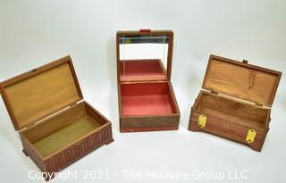 Three (3) Vintage Small Wood Trinket or Jewelry Boxes