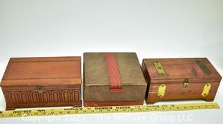 Three (3) Vintage Small Wood Trinket or Jewelry Boxes