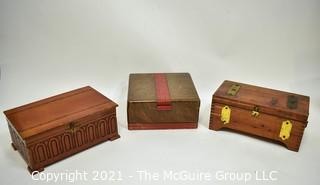 Three (3) Vintage Small Wood Trinket or Jewelry Boxes