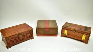 Three (3) Vintage Small Wood Trinket or Jewelry Boxes