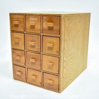 Vintage Wooden Twelve (12) Drawer File Box