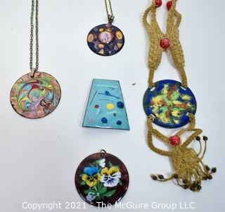 Group of Hand Made Copper and Enamel Painted Boho Jewely.