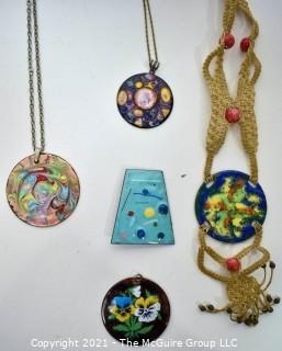 Group of Hand Made Copper and Enamel Painted Boho Jewely.