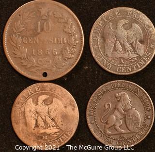 (4) Foreign Coins: Dates 1854, 1870, 1856, 1866