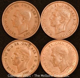 (4) Half Pennies c 1940's