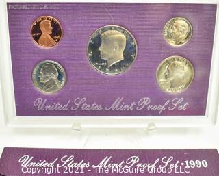 1990 United States Mint 5 Coin Proof Set In Original Box