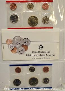 1988 United States Mint Uncirculated Coin Sets with P & D Marks