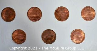 Set Of 7 B.U. 1982 Lincoln Memorial Cent Different Mint Marks  