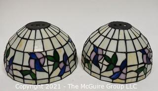 Two (2) Tiffany Style Table Lamps with Flower Design Stained Glass Shades.