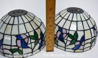 Two (2) Tiffany Style Table Lamps with Flower Design Stained Glass Shades.