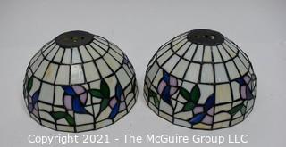 Two (2) Tiffany Style Table Lamps with Flower Design Stained Glass Shades.