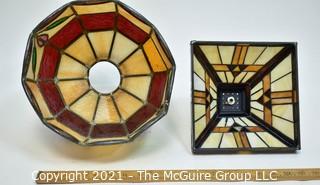 Two (2) Tiffany Style Table Lamp Stained Glass Shades.