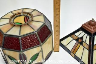 Two (2) Tiffany Style Table Lamp Stained Glass Shades.