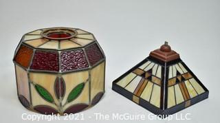 Two (2) Tiffany Style Table Lamp Stained Glass Shades.