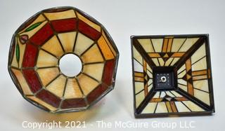 Two (2) Tiffany Style Table Lamp Stained Glass Shades.