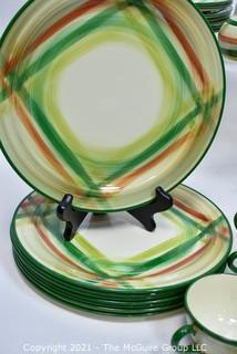 Set of Vintage Vernonware Tam O'Shanter Pattern Porcelain China Dishware From Vernon Kiln, California. 