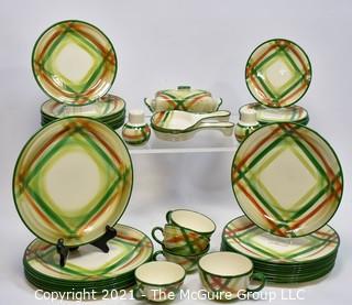 Set of Vintage Vernonware Tam O'Shanter Pattern Porcelain China Dishware From Vernon Kiln, California. 