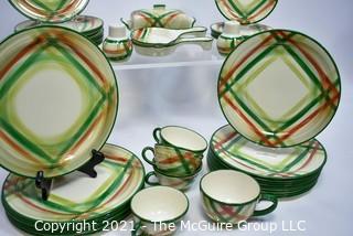 Set of Vintage Vernonware Tam O'Shanter Pattern Porcelain China Dishware From Vernon Kiln, California. 