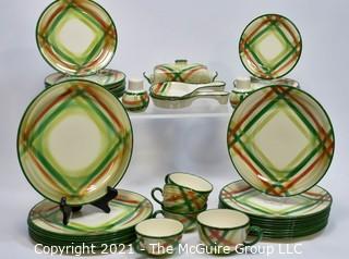 Set of Vintage Vernonware Tam O'Shanter Pattern Porcelain China Dishware From Vernon Kiln, California. 