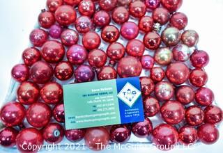 Group of Vintage Red Mercury Glass Christmas Ornaments.