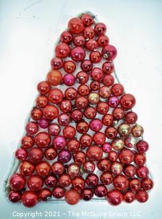 Group of Vintage Red Mercury Glass Christmas Ornaments.