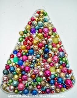 Group of Vintage Mercury Glass Christmas Ornaments in Variety of Sizes and Colors.