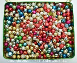 Large Collection of  Vintage Mercury Glass Feather Tree Ball Christmas Ornaments in Various Colors. 