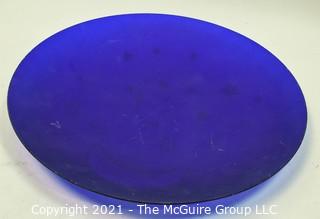 Large Convex Blue Glass with White Moon & Stars Ceiling Lamp Shade.  Missing Mounting Hardware or Bracket.  Measures 18" in diameter.  