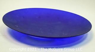 Large Convex Blue Glass with White Moon & Stars Ceiling Lamp Shade.  Missing Mounting Hardware or Bracket.  Measures 18" in diameter.  