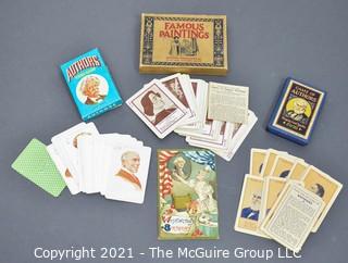 Group of Vintage Playing Card Games and Postcard. 