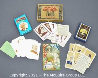 Group of Vintage Playing Card Games and Postcard. 