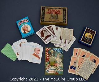 Group of Vintage Playing Card Games and Postcard. 