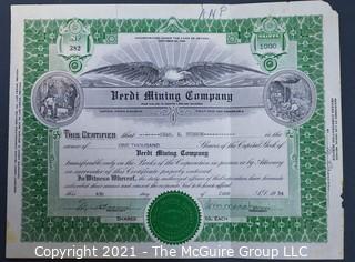 (2) 1930's Mining Stock Certificates; Incanabula