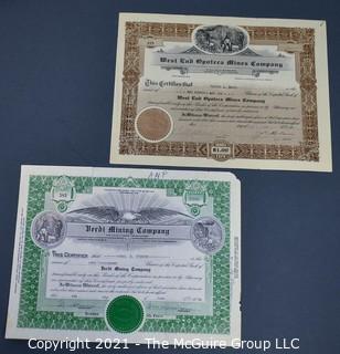 (2) 1930's Mining Stock Certificates; Incanabula