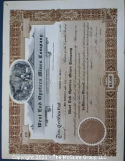 (2) 1930's Mining Stock Certificates; Incanabula