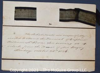 1824 Handwritten Invitation To The “Inhabitants” To Attend A Funeral For Captain William Mckonne.